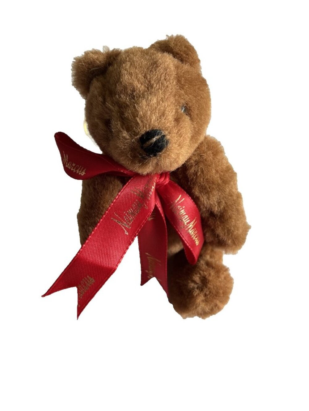 Vintage Neiman Marcus Teddy Bear Plush Ornament 1992 Unipak Christmas Brown